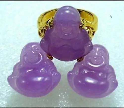 

*******purple jade buddha earring ring set 5.4