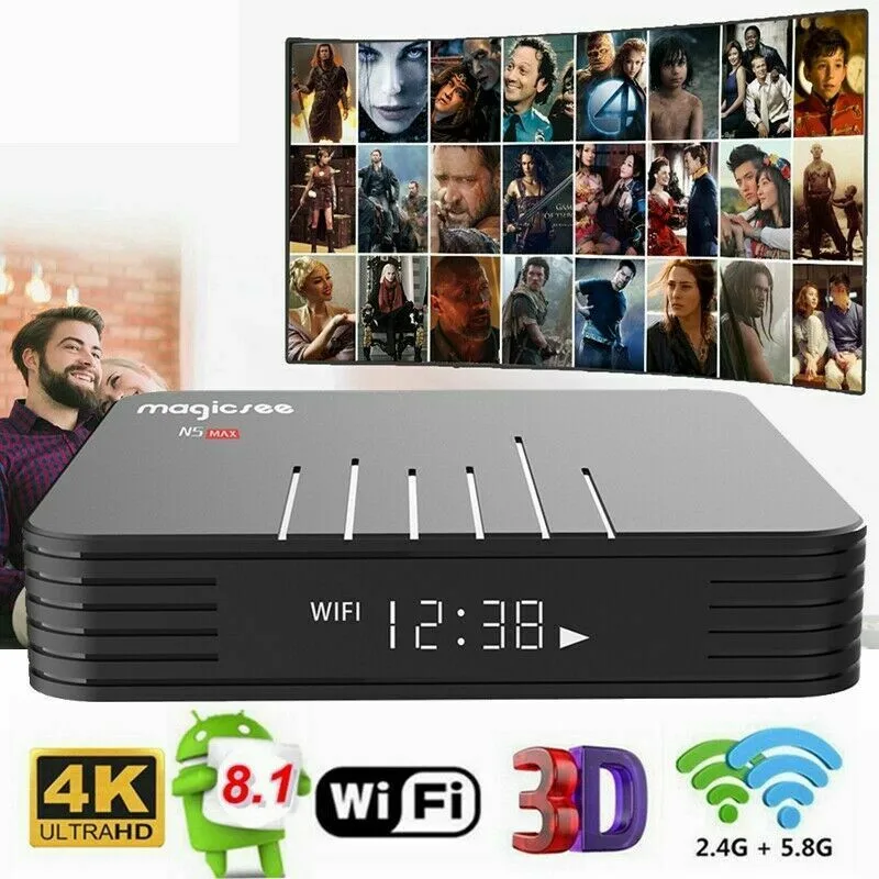 MAGICSEE N5 Max 4 K HD TV Box многоязычный андроид 8,1 Amlogic S905X2 4G Plus объемом памяти 32 Гб или 64 ГБ, Wi-Fi, Bluetooth HDMI