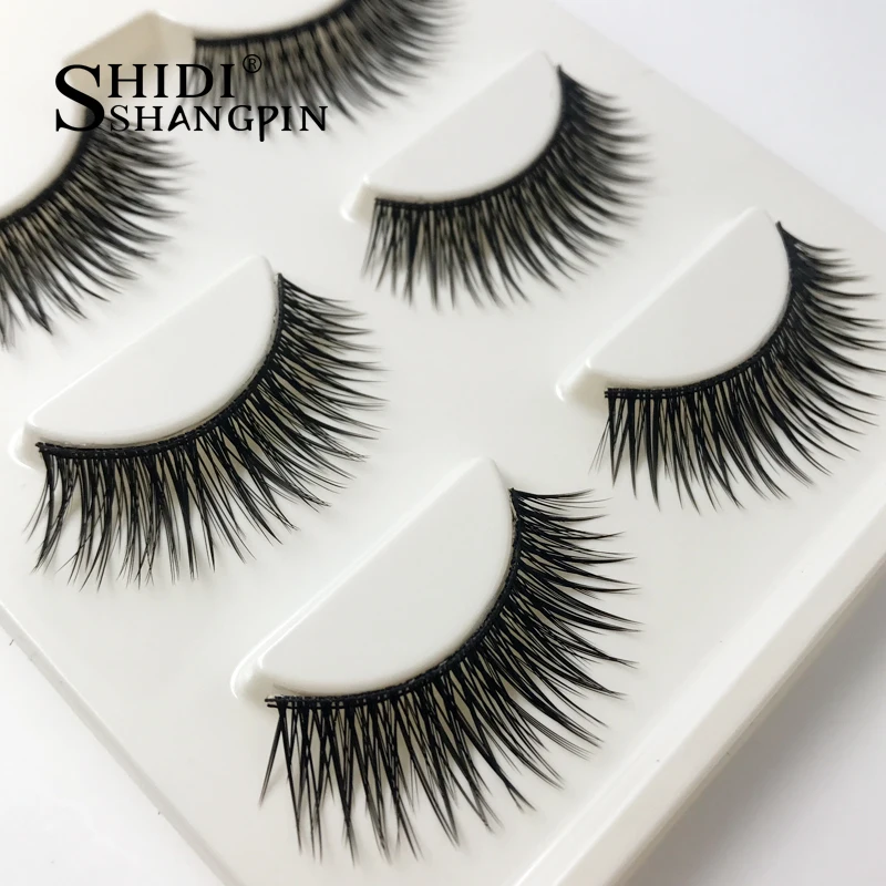 

SHIDISHANGPIN 3 Pairs Cross Natural Long False Eyelashes Handmade Fake eyelashes Winged Lashes Extension Makeup Maquiagem #BL18