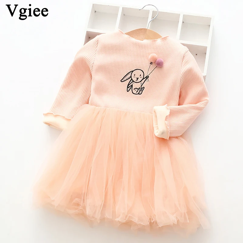 

Vgiee Kids Dress for Baby Girls Dresses 2019 Autumn Party Princess Dress Full Mesh Print for Rabbit Little Girl Clothing CC328