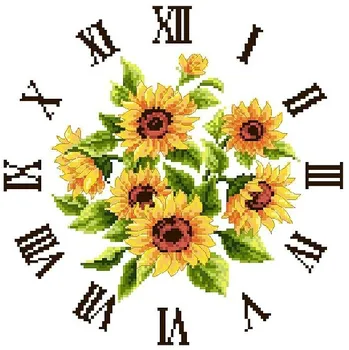 

Embroidery Package High Quality Cross Stitch Kits Pretty and Coquettish Sunflower Has Clock Free shipping