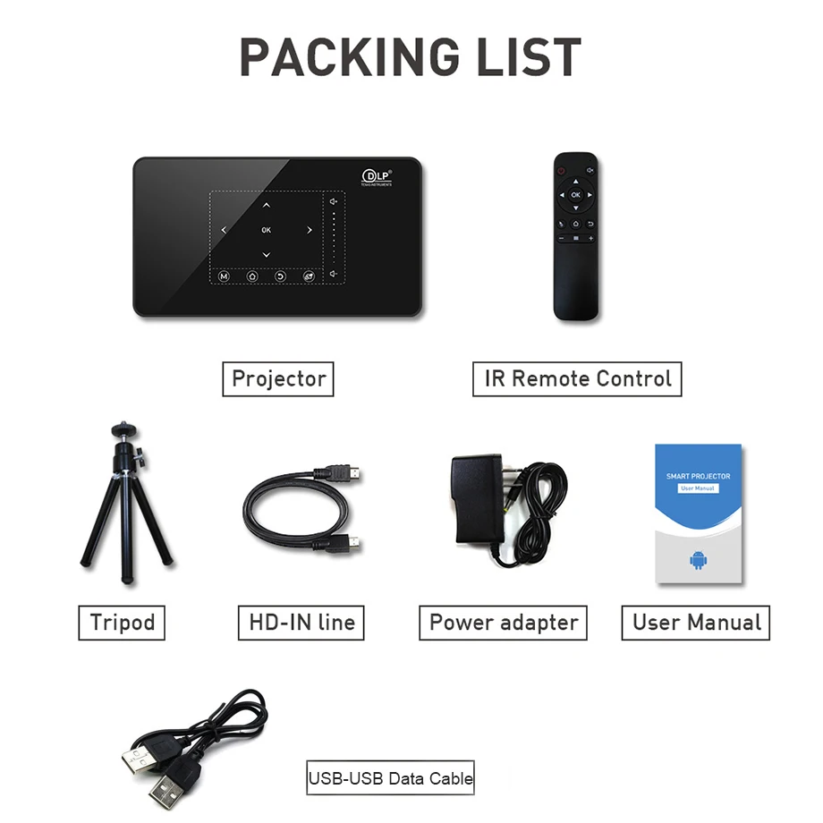 Smartldea HD Mini Smart DLP projector android 9.0 wifi beamer bluetooth 4K Build-in battery touch keys Airplay Miracast DLNA