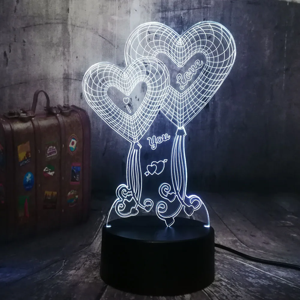 2019 Лидер продаж сердце любовь светодиодный 3d-ночник 7 цветов Настольная лампа деко лампа Touch Сенсор дома декорация Рождественский подарок