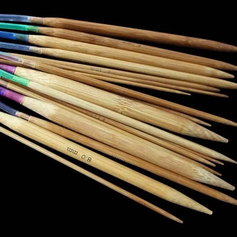 18 pcs Knitting Needles Multicolor Tube 40-120cm Bamboo Circular Crochet Knitting Needles Set Sewing #105