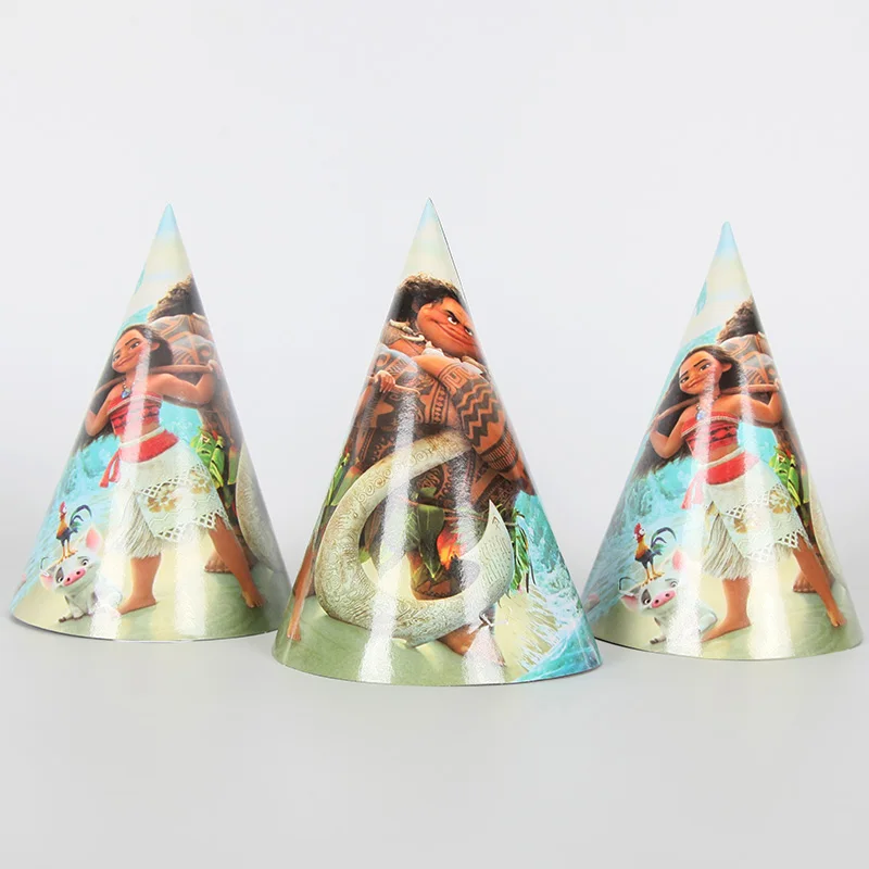 

Disney Moana Birthday Party Caps 6pcs/lot Hat Theme Kids Birthday Party Supplies Girls Party Decoration Party Supplies