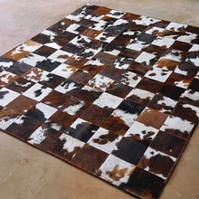 Трехцветный натуральный коровий мех лоскутный коврик из воловьей кожи ковер