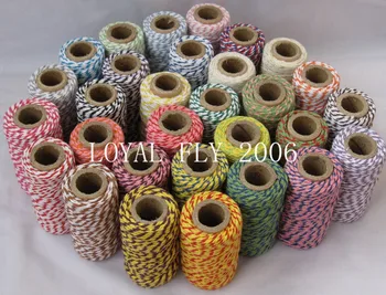 

8pcs/lot 33 kind color becautiful double color 100% cotton bakers twine 20m/spool
