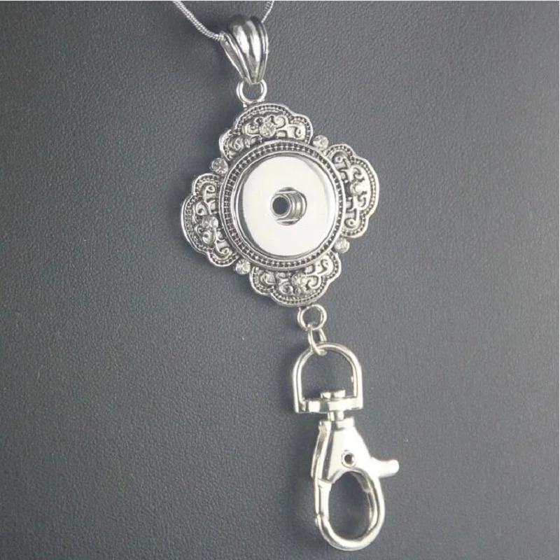 Snap Button 18mm Lanyard Flower Snap Button Pendant Necklace Fit 18mm