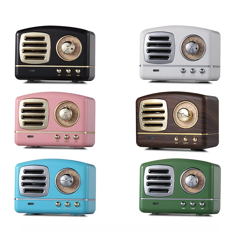 Portable Bluetooth Speaker Retro Mini Portable Wireless Bluetooth Speaker Radio USB/TF Card Music Player HIFI Subwoofer Speaker