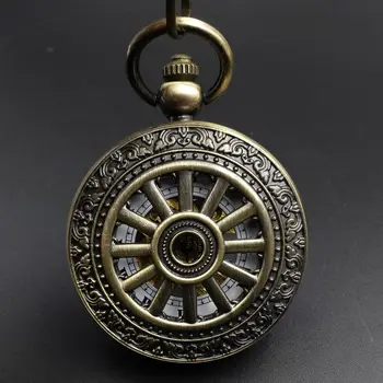 

Vintage Style Bronze Tone Orange Follower Mechanical Pocket Watch Man Military Pendant Watch Chain Steampunk Machinery H265 gift