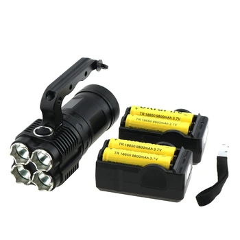 

Portable UF T90 5000 Lumens 4x Cree XM-L T6 Led Flashlight 4T6 Led Lantern Torch Lamp 3 Modes + 4x 18650 Battery + 2 x Chargers