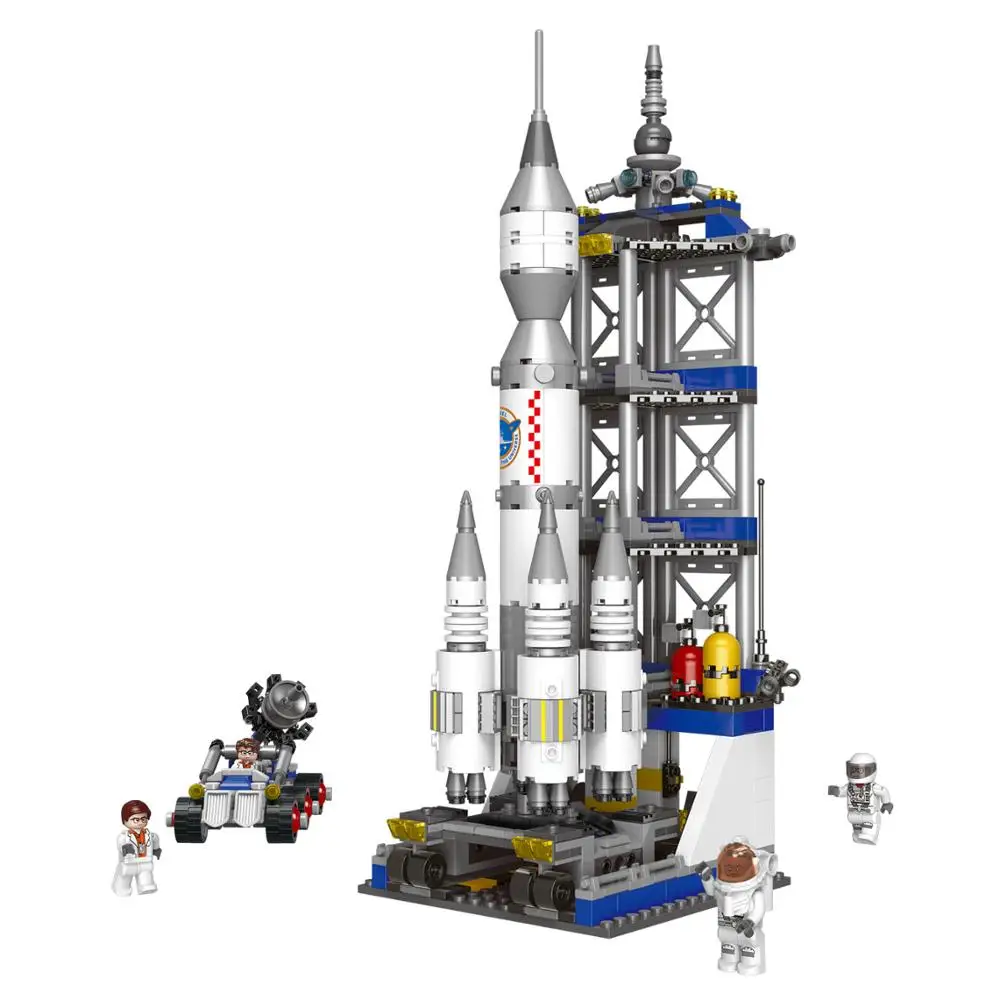 

Space exploration spacecraft launch site Small particles spelling building blocks puzzle children's toys