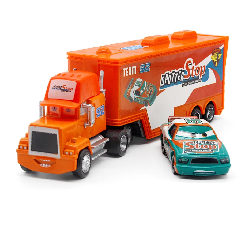 Автомобили disney Pixar 21 стиль Mack Truck+ маленький автомобиль McQueen 1:55 литой под давлением металлический сплав и пластик Модель автомобиля игрушки подарки для детей