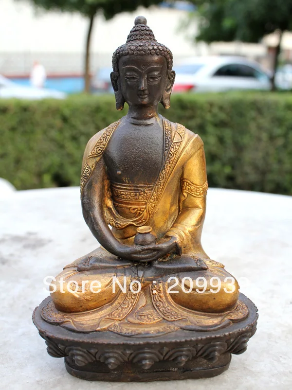 

00983 Rare Tibet Tibetan Buddhism Bronze Hand Carved Sakyamuni Buddha Statue