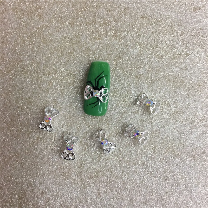 

10 Pcs/bag Nail Alloy Jewelry Silver Diamond Shining 3D Nail Art Decoration 2017 New Style Decoracao Acessorios Joias NO.66 NO67