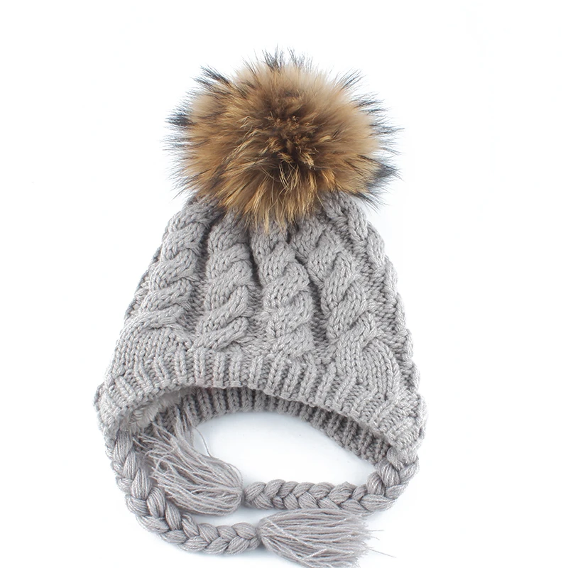 Детская шапочка детская с помпоном из натурального меха|Мужская Skullies & шапочки| |