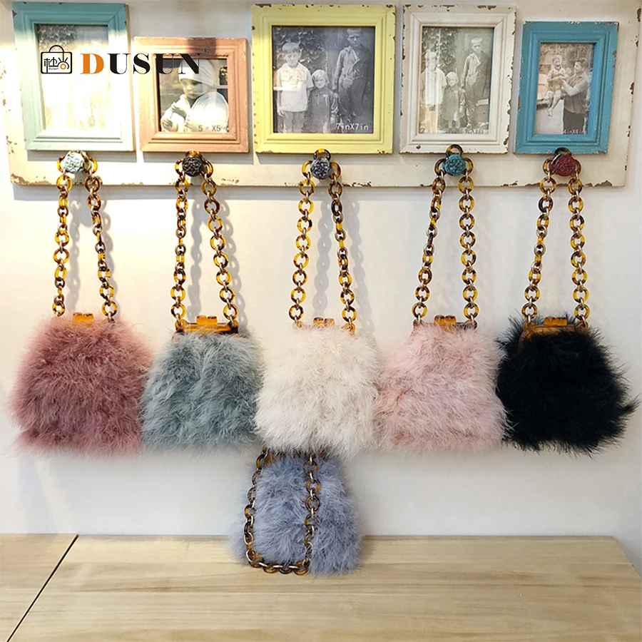 

DUSUN Bolsa Feminina 2019 Luxury Fur Handbags Women Bags Designer Plush Acrylic Shoulder Bags For Women Top-Handle Retro Totes