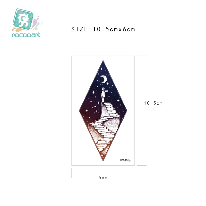 Rocooart 10.5x6cm Fake Temporary Tattoo Sticker for Girls Waterproof Black Geometric Mountain Tatoos Body Art Fake Tattoo Paper