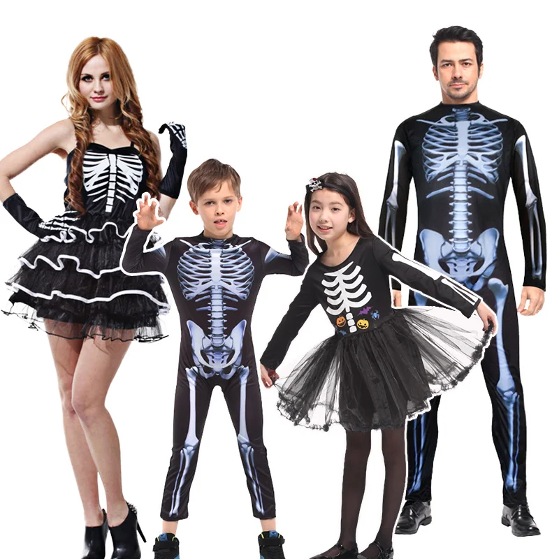 

Halloween party cosplay skull devil ghost CloakFor Children Boy/Girl ghoul costumes with Skeleton printing zombie Mummy clothes