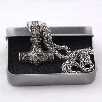 

Dropshiping 1 pcs Huge Thor hammer Mjolnir Viking Amulet Hammer Scandinavian Pendant Norse Jewelry with stainless steel chain