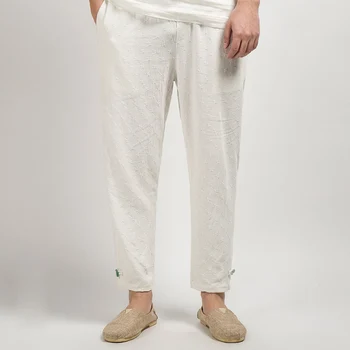 

SHAN BAO brand clothing men's linen casual pants 2020 spring and summer Chinese style luxury high quality linen pants white