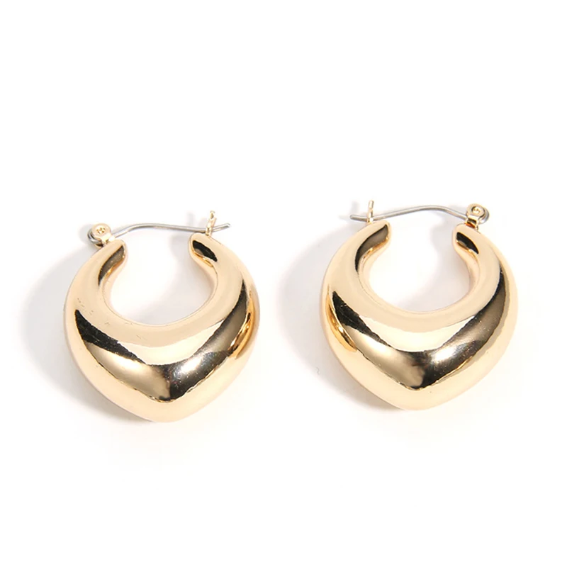 Золотые массивные серьги-кольца для женщин, вечерние ювелирные изделия, овальные серьги в форме капли воды, геометрические женские серьги в виде петель для ушей, минималистичные серьги - Окраска металла: Золотой цвет