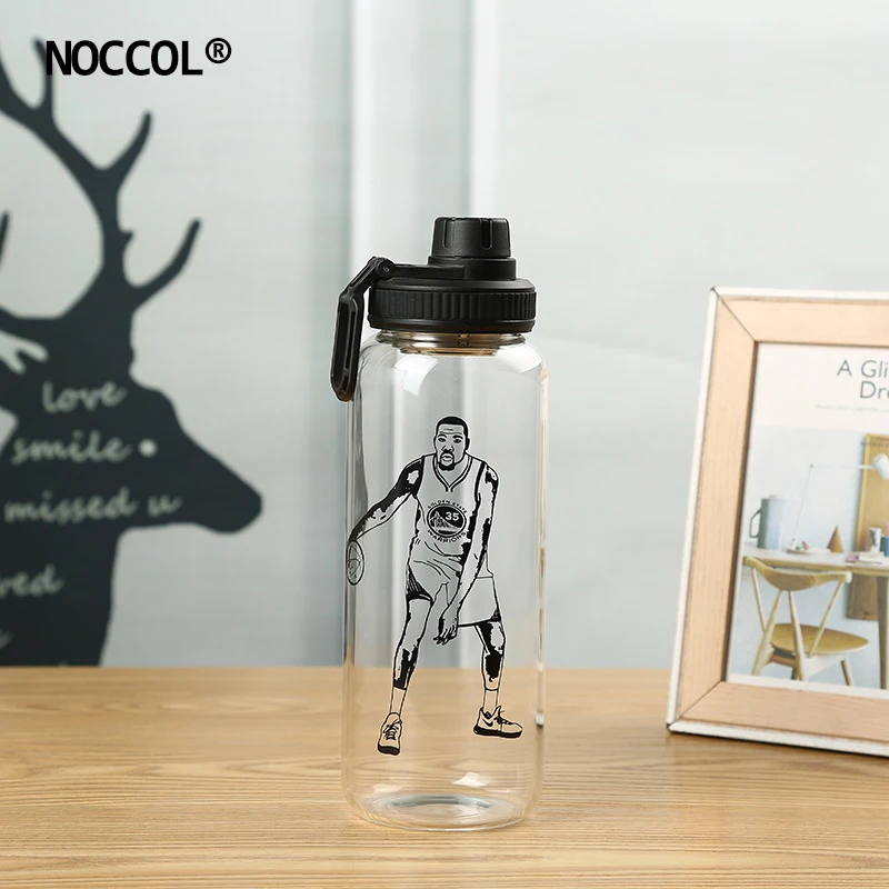 

NOCCOL Basketball Man Print Glass Bottles 2018 Outdoor Sport Camping Coffee Water Bottle 1000ml Friend Drinkware Botella De Agua