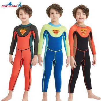 

2018 Wetsuit For Kids Boys Girls 2.5mm Diving Suit Full Swimsuit Long Sleeve Swimwear Wetsuits For Children Rashguard