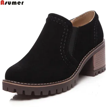 

ASUMER black Army green apricot fashion spring autumn ladies boots round toe square heel shoes women high heels ankle boots