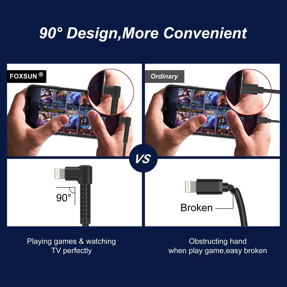 المصغّر usb كابل زاوية الحق ، 90 درجة الوجهين سريع وصلة شحن لأجهزة سامسونج غالاكسي S7/S6 حافة ملاحظة 5 موتو G5 زائد هواوي