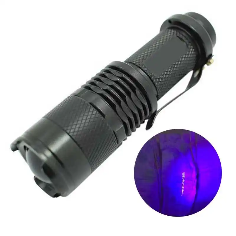 

WasaFire LED UV Flashlight Torch 395nm Purple Violet Light Mini UV Torch Lamp AA Battery Flash Light For Money Detector