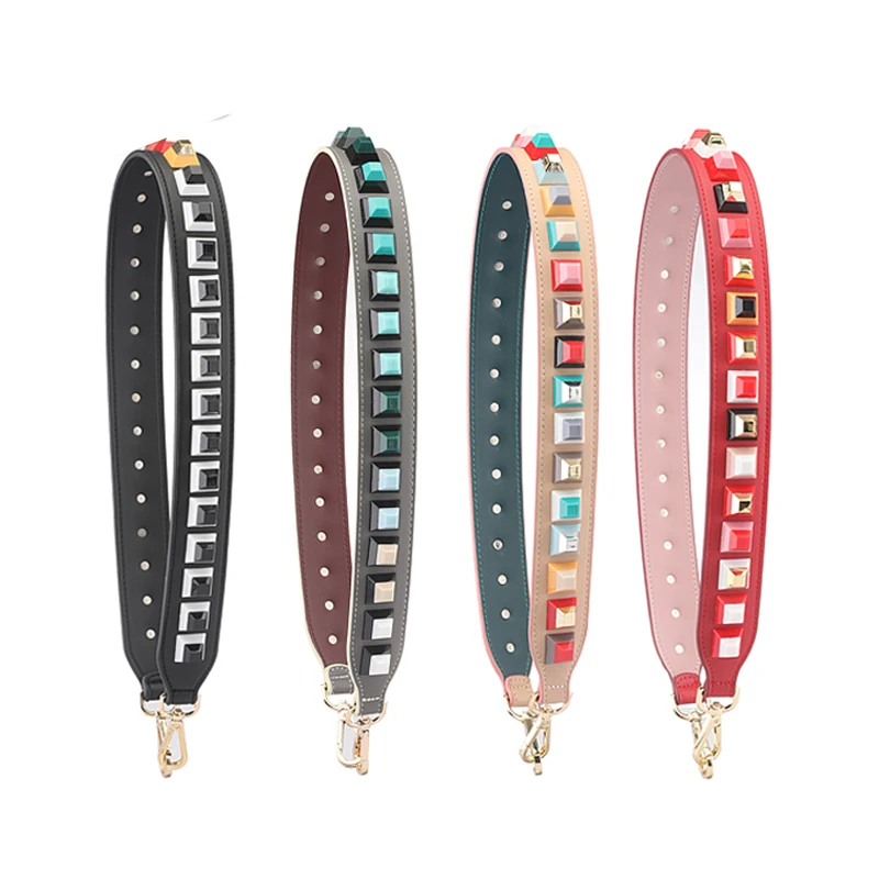 Colorful Rivet Leather Women Bag Strap Shoulder Accessories Belts Famous Brand Replacement For Handbag S087 | Багаж и сумки