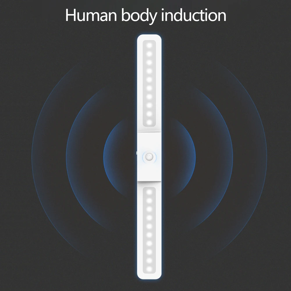 Светодиодный светильник для шкафа DC5V 40 см PIR датчик движения настенный светильник широкий угол 120 ° кухонный Ночной светильник 20 светодиодный USB шкаф для ванной комнаты светильник