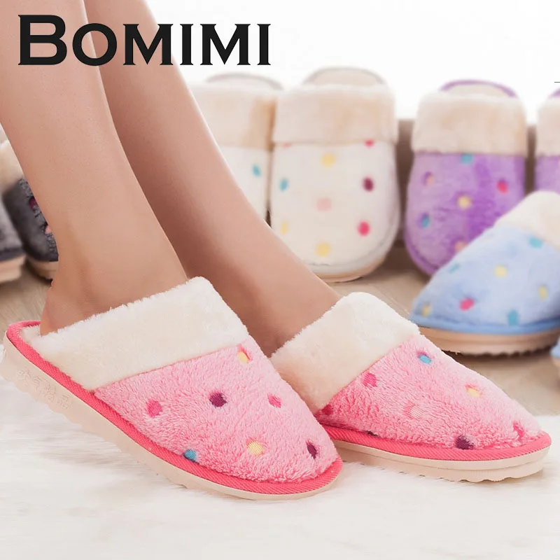 

BOMIMI Women Cotton slippers Casual Warm Slippers Female Ladies Cotton Women Winter Shoes