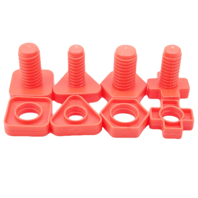 Education Learning Toys Diy Plastic Insert Block Montessori Toy Screw Building Blocksfor Children Nut Shape Scale Models 1