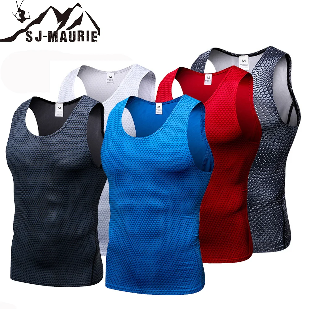 

SJ-Maurie Sleeveless Quick-drying Men Sports T-shirt Gym Clothing Compression Tights Gym Vest Top for Summer Men's Running Vest