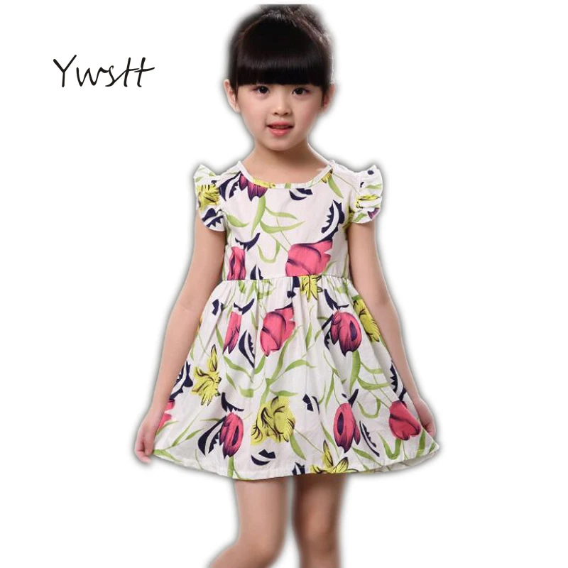 Children Dresses Girls Summer New 2017 Girl Printed Cotton One piece