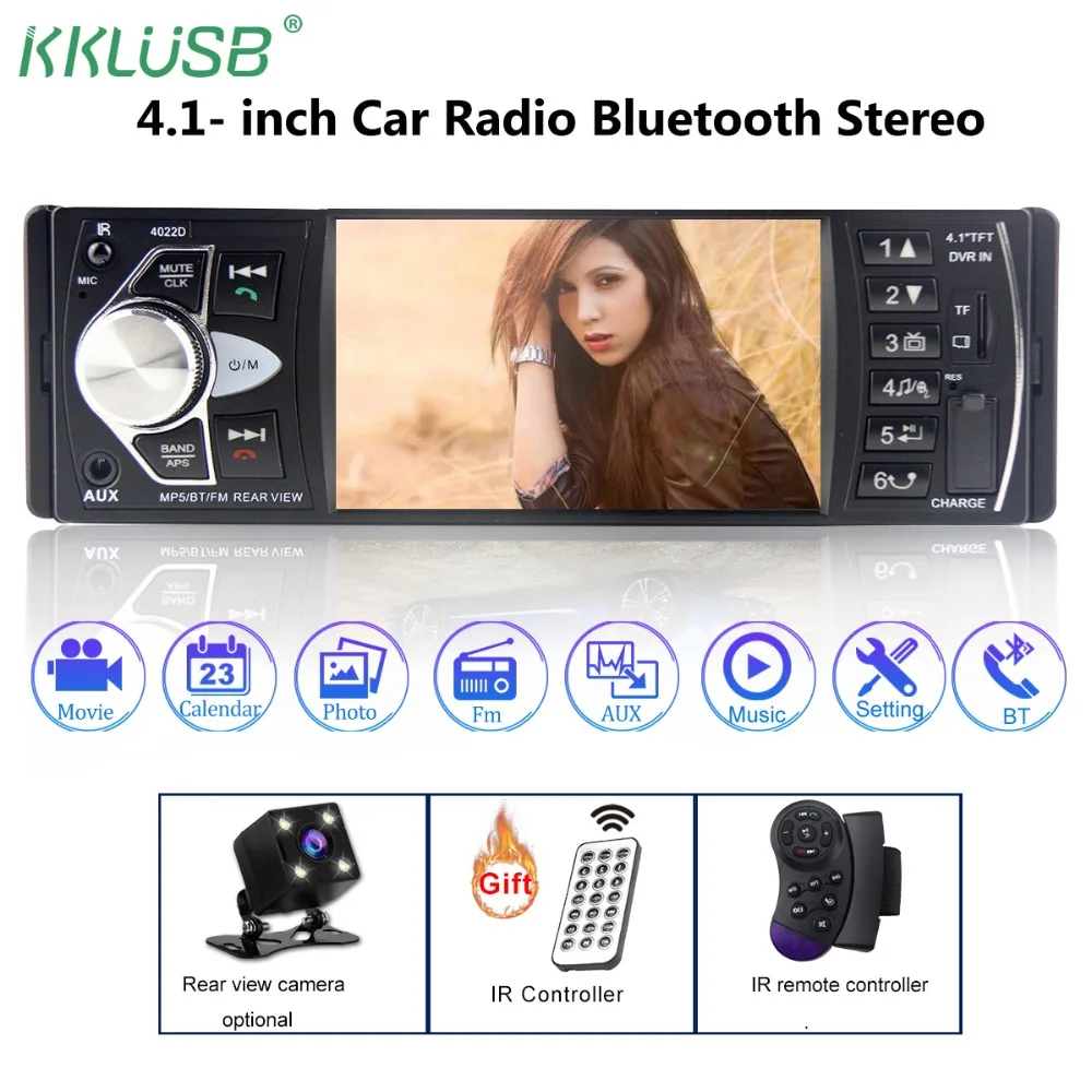 Автомобильный аудио плеер авторадио bluetooth автомобильный Радио тюнер 1 DIN с HD цифровым экраном FM MP3 MP4 плеер обратное изображение SD USB зарядное устройство