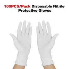 100 шт белый одноразовый Нитриловый защитные перчатки медицинский порошок бесплатный пищевой безопасный жир Acis Proof прокол-сопротивление перчатки