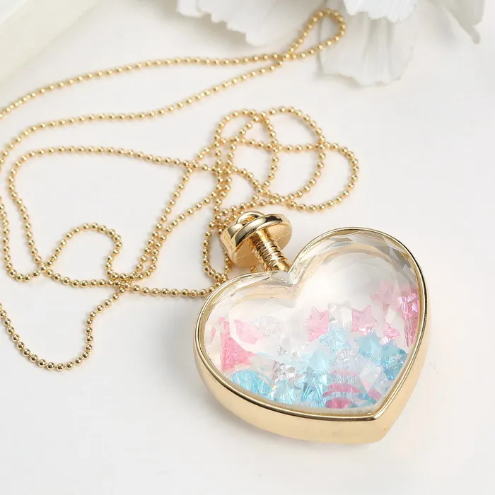 vintage new statement necklace colorful star inside memory glass