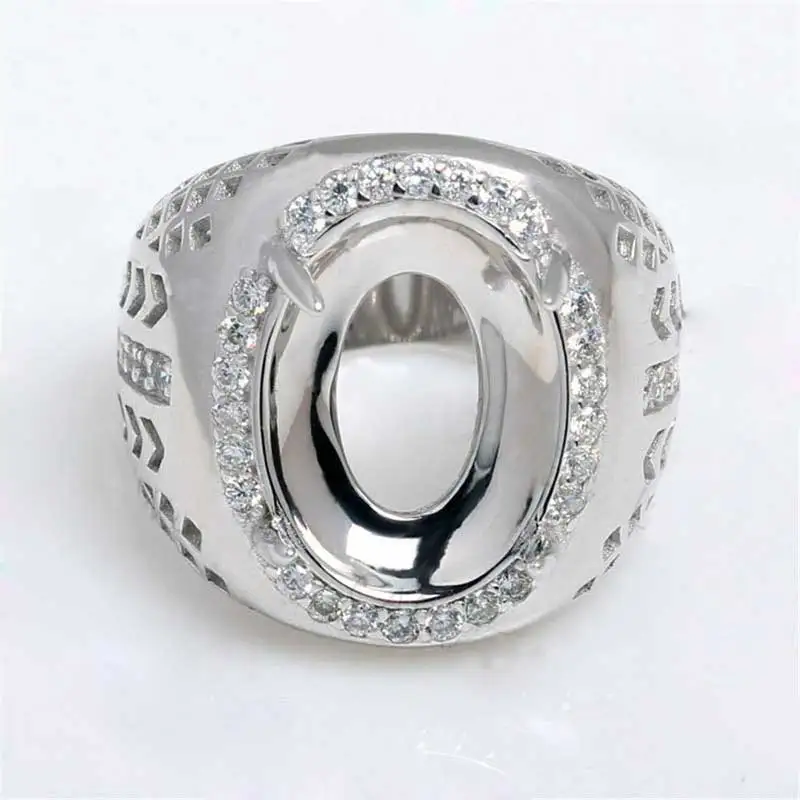 #RSHC3009 Genuine 925 Sterling Silver High Quality Big Men's Ring Without Main Stone Ready for Big Stone