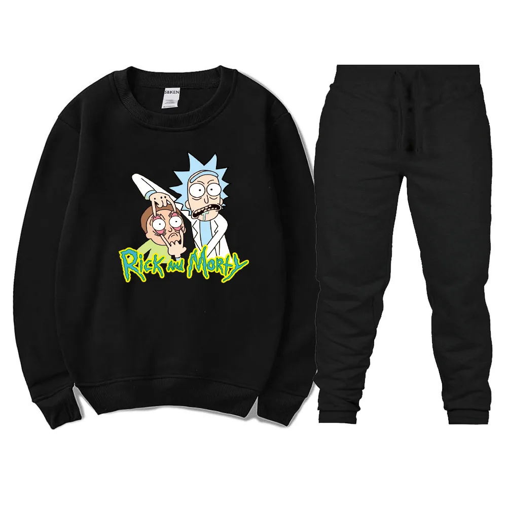 

New Fashion 2019 Tracksuits Men/Women Funny Rick And Morty print cotton Hoodies+pants set casual sportsuits male autumn winter