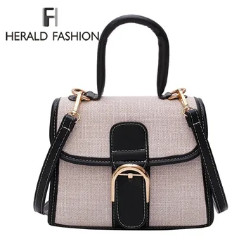 

Herald Fashion Women Handbag Quality Leather Patchwork Female Shoulder Flap Bags Designer Simple Ladies' Crossboday Bags Sac