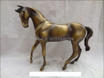 

11" China Chinese Bronze Animals Sculpture Steed JiXiang Tang Horse Statue