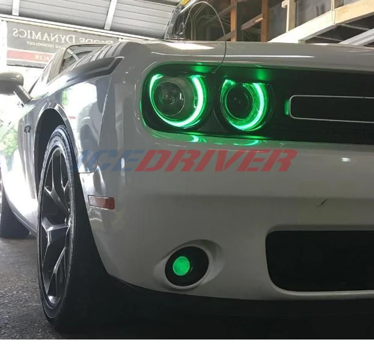 Icedriver для Dodge Challenger DRL RGB многоцветный светодиодный панели- дневные ходовые огни красный синий Демон освещение для глаз лампы