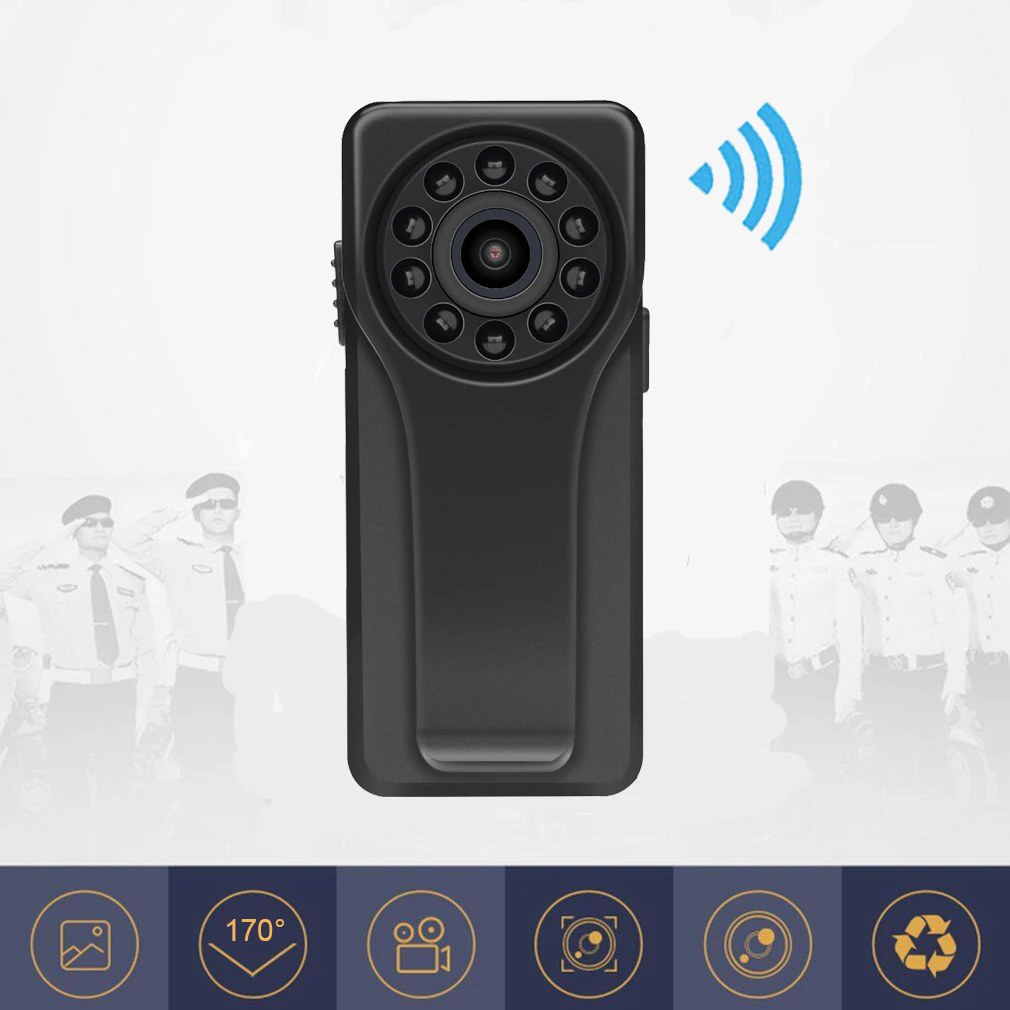 Wi-Fi камера 170 градусов записи видео безопасности Карманный полицейский корпус камеры 1080p