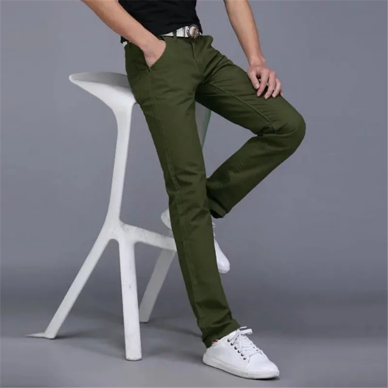 2019 New Thin Pants Men Business Casual Pants Plus Size Cotton Slim Straight Summer Fashion Solid Color Trousers Men