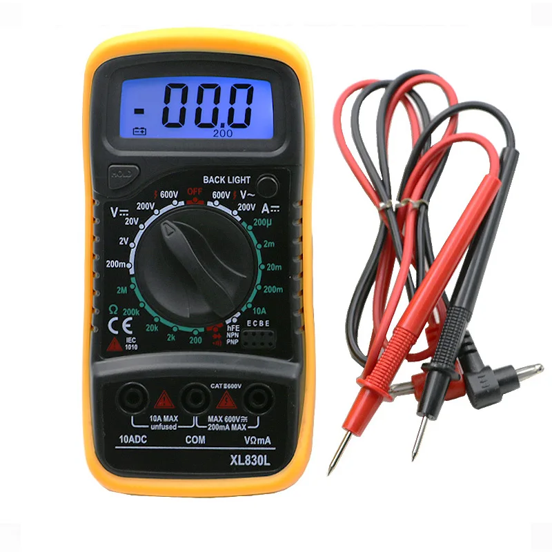 

ProfPortable Digital Multimeter Backlight AC/DC Ammeter Voltmeter Ohm Tester Meter XL830L Handheld LCD Multimetro