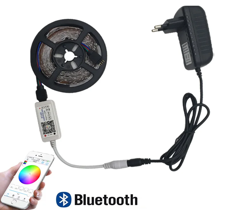 5m 10m RGB LED strip light 2835 SMD diode led ribbon tape waterproof +WiFi 24Keys remote controller+DC 12V Adapter Power Supply (22)(1)