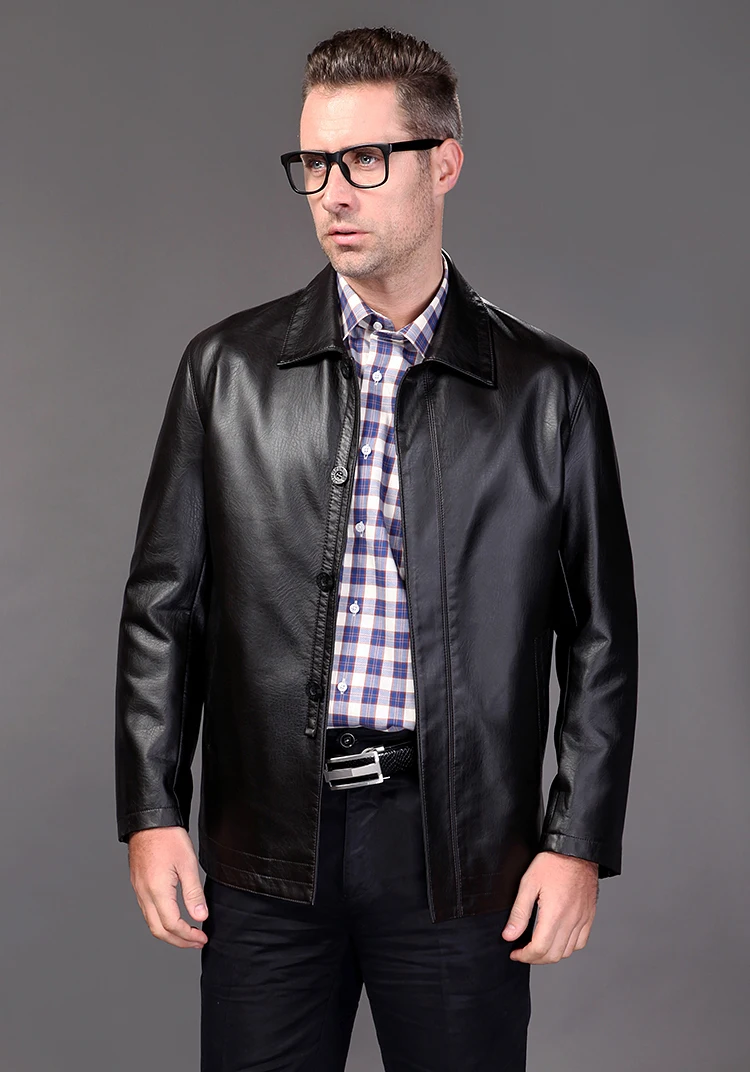 2015 New Men's Genuine Leather Jackets Men Office Coat Sheepskin Jacket